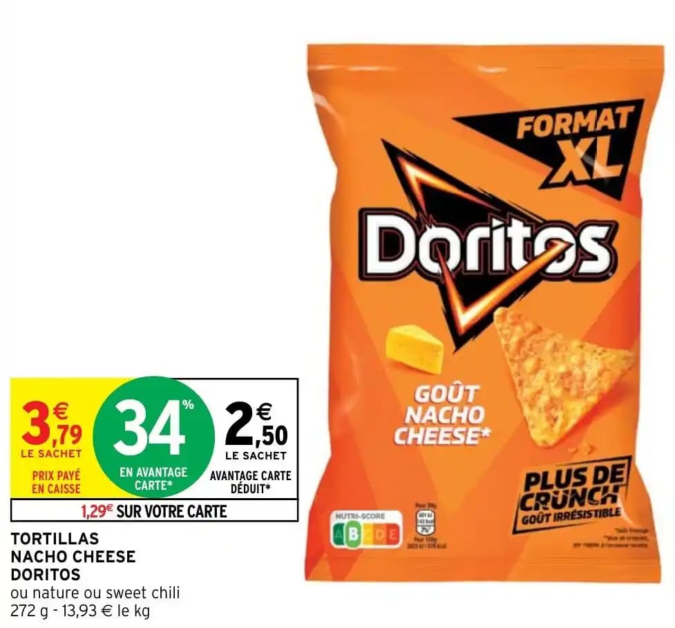 TORTILLAS NACHO CHEESE DORITOS