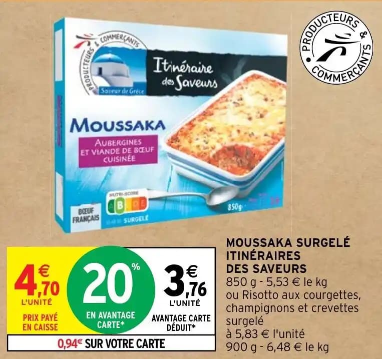 MOUSSAKA SURGELÉ ITINÉRAIRES DES SAVEURS