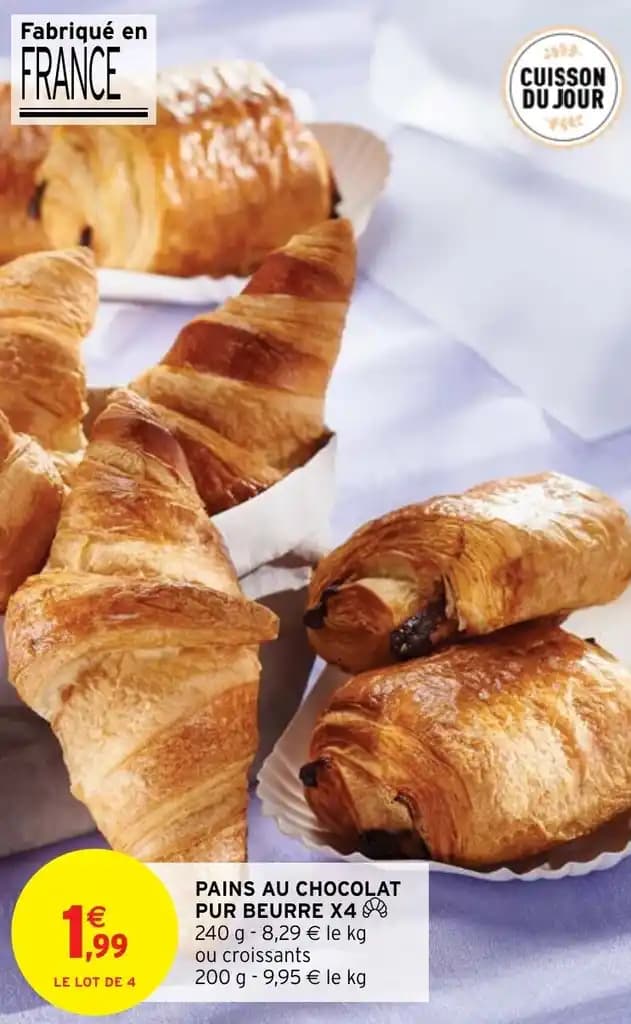 PAINS AU CHOCOLAT PUR BEURRE X4