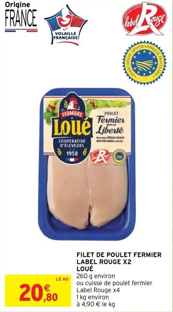 FILET DE POULET FERMIER LABEL ROUGE X2 LOUÉ