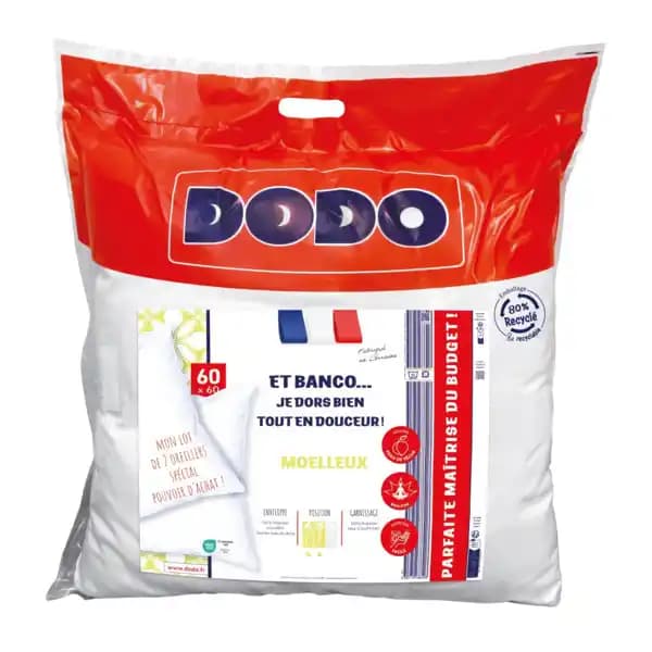 DODO Lot de 2 oreillers moelleux Je dors bien tout en douceur