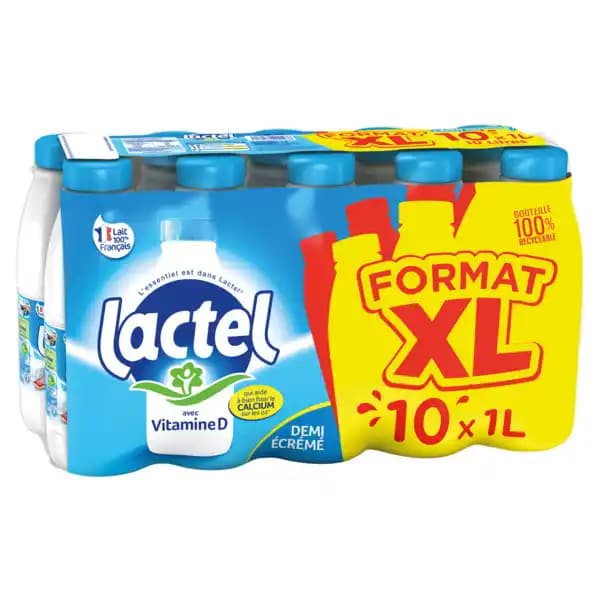 LACTEL Lait U.H.T. Demi-écrémé Format XL