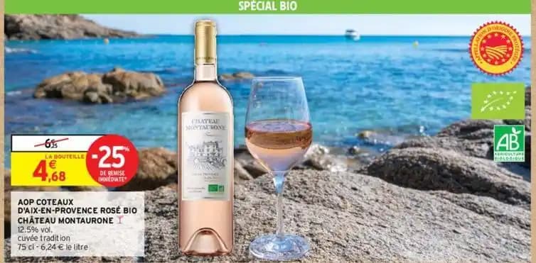 Aop coteaux 25 de remise immédiate d'aix-en-provence rosé bio château montaurone