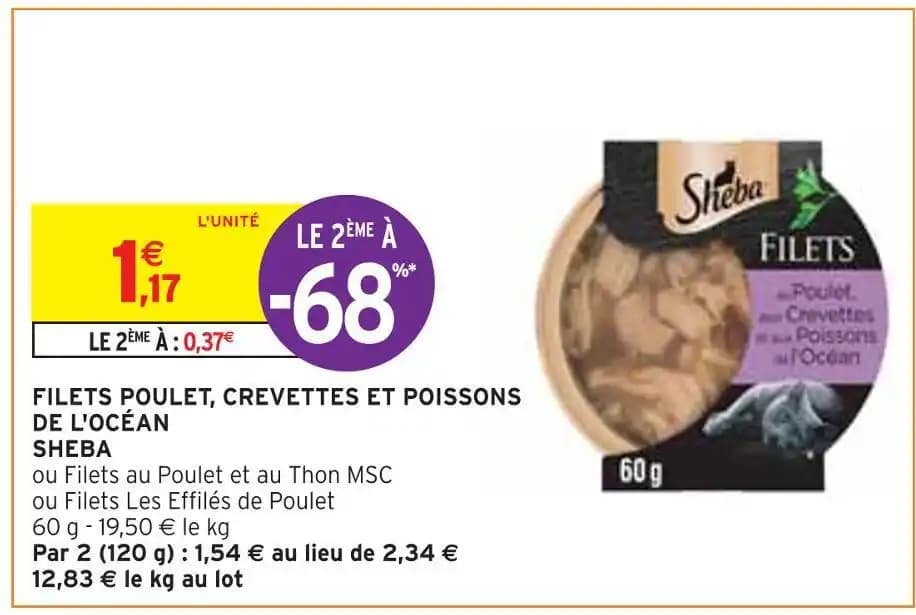 SHEBA FILETS POULET, CREVETTES ET POISSONS DE L'OCÉAN