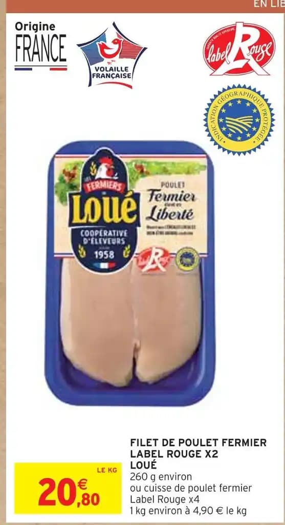 LOUÉ FILET DE POULET FERMIER LABEL ROUGE X2