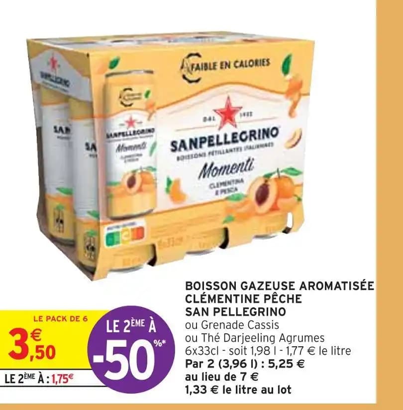 SAN PELLEGRINO BOISSON GAZEUSE AROMATISÉE CLÉMENTINE PÊCHE
