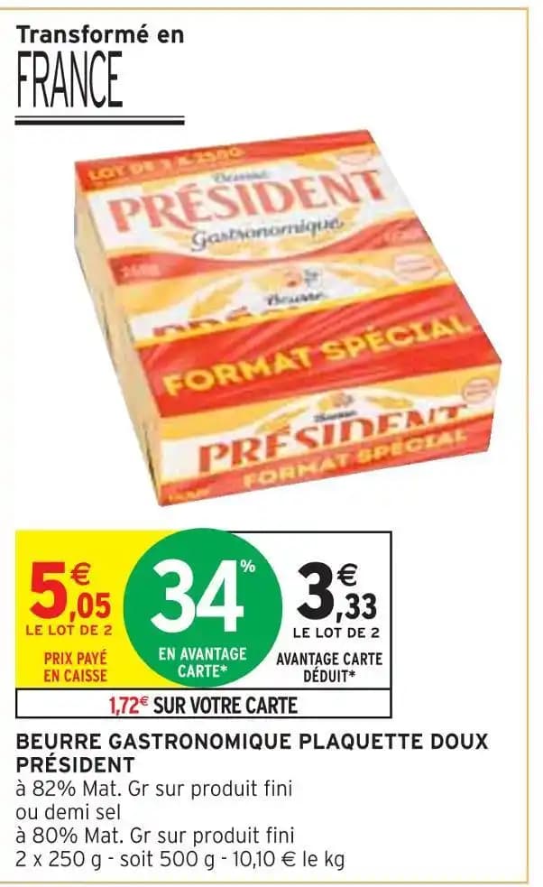PRÉSIDENT BEURRE GASTRONOMIQUE PLAQUETTE DOUX