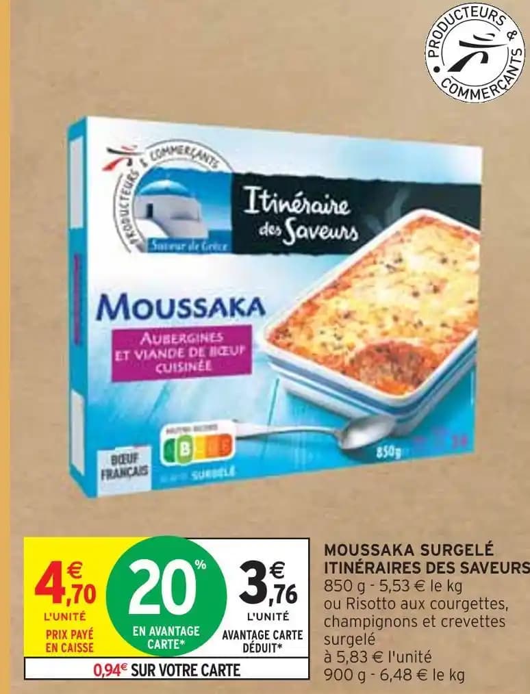 ITINÉRAIRES DES SAVEURS MOUSSAKA SURGELÉ