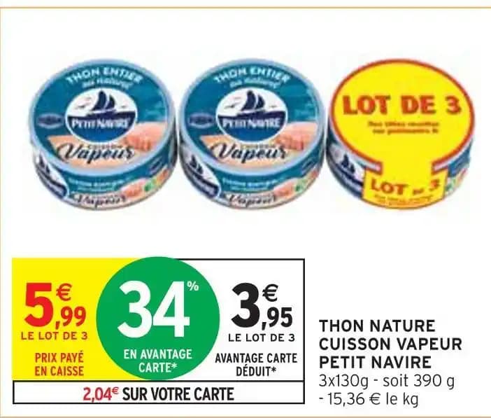 PETIT NAVIRE THON NATURE CUISSON VAPEUR