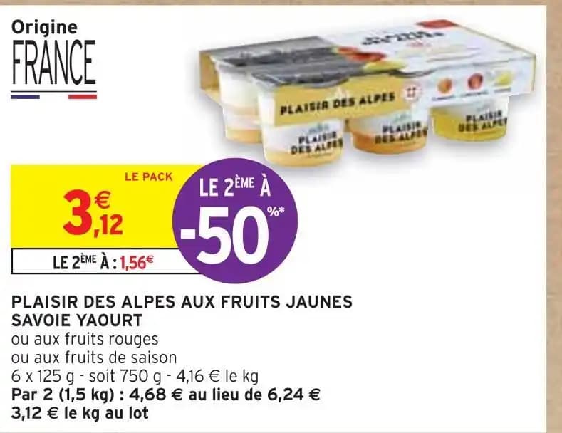 SAVOIE YAOURT PLAISIR DES ALPES AUX FRUITS JAUNES