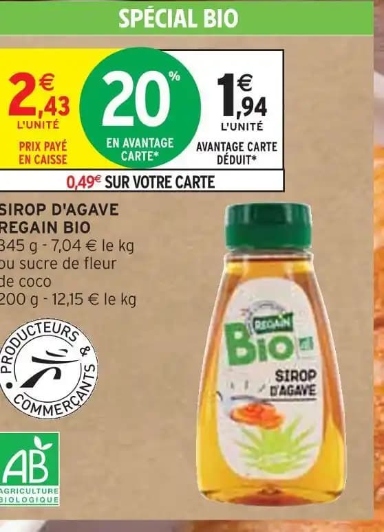 REGAIN SIROP D'AGAVE BIO