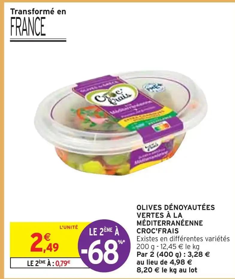 CROC'FRAIS OLIVES DÉNOYAUTÉES VERTES À LA MÉDITERRANÉENNE