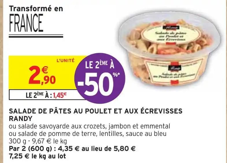 RANDY SALADE DE PÂTES AU POULET ET AUX ÉCREVISSES