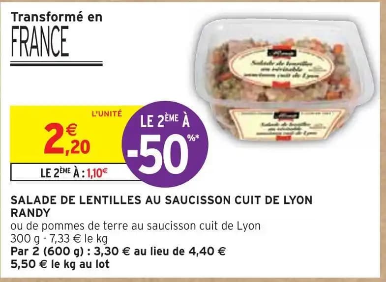 RANDY SALADE DE LENTILLES AU SAUCISSON CUIT DE LYON