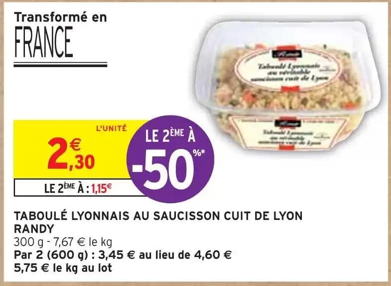RANDY TABOULÉ LYONNAIS AU SAUCISSON CUIT DE LYON