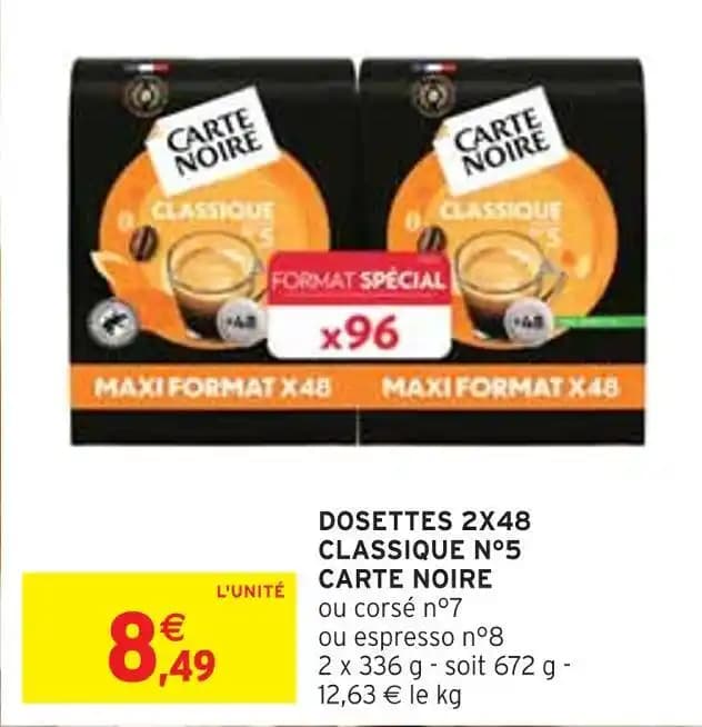 CARTE NOIRE DOSETTES 2X48 CLASSIQUE N°5