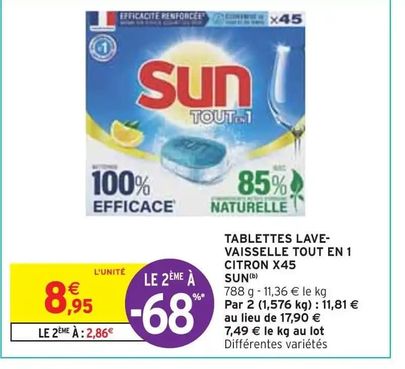 SUN TABLETTES LAVE-VAISSELLE TOUT EN 1 CITRON X45(b)