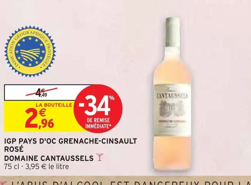 DOMAINE CANTAUSSELS IGP PAYS D'OC GRENACHE-CINSAULT ROSÉ