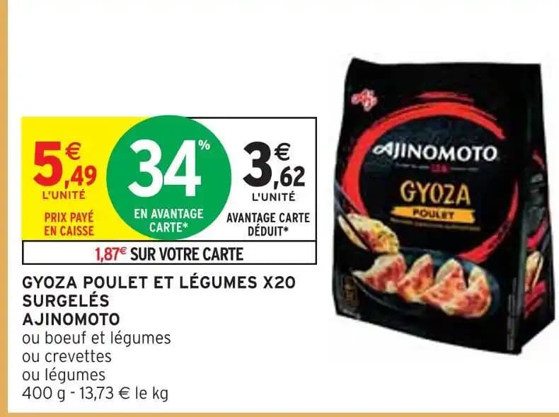 AJINOMOTO GYOZA POULET ET LÉGUMES X20 SURGELÉS