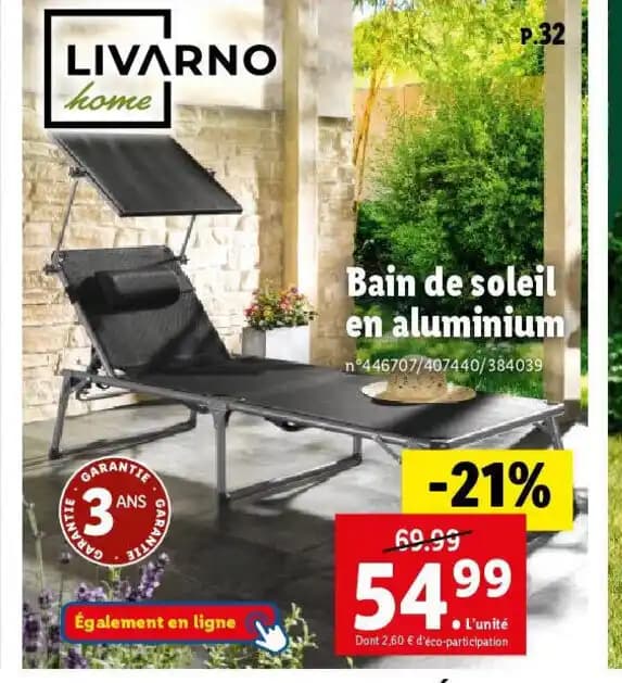 Bain de soleil en aluminium