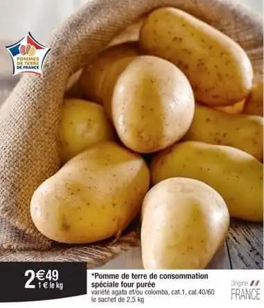 Pommes de terre de consommation speciale four puree