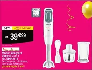 Moulinex - mixeur plongeant optichef 3 en 1 dd642110