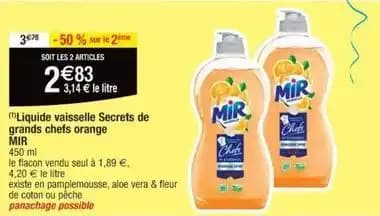 Mir - liquide vaisselle secret de grands chefs orange