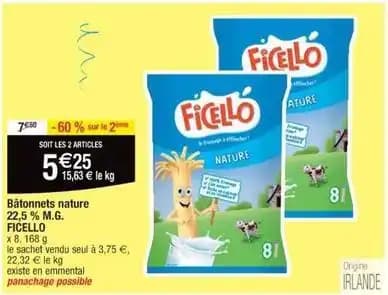 Fi̇cello - bâtonnets nature 22,5 % m.g