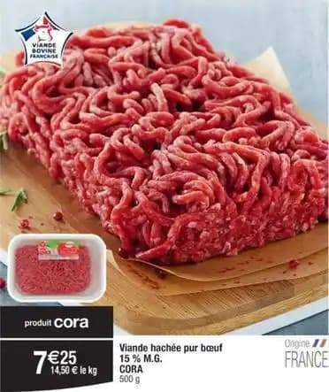 Cora - viande hachée pur bœuf 15% m.g