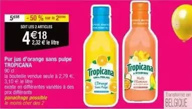 Tropicana - jus dorange sans pulpe