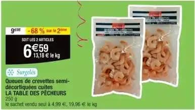 La table des pechurs - queues de crevettes semi-decortiquees cuites