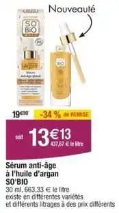 So'bio - sérum anti âge à l'huile d'argan