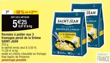 Saint-jean - ravioles a poeler aux 3 fromages persil de la drome