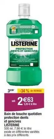 Listerine - bain de boouche quotidien proctetion dents et gencives