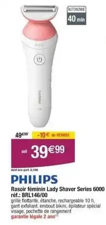 Philips - rasoir féminin lady shaver series 6000 brl146/00