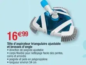 Tete d'aspirateur triangulaire ajustable et brosses d'angle