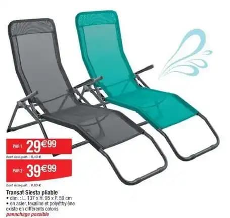 Transat siesta pliable