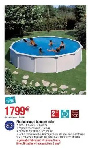 Piscine ronde blanche acier