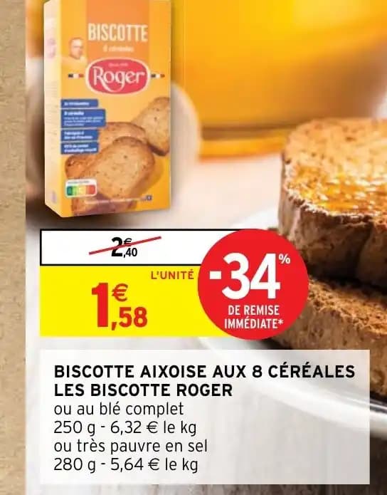 BISCOTTE AIXOISE AUX 8 CÉRÉALES LES BISCOTTE ROGER