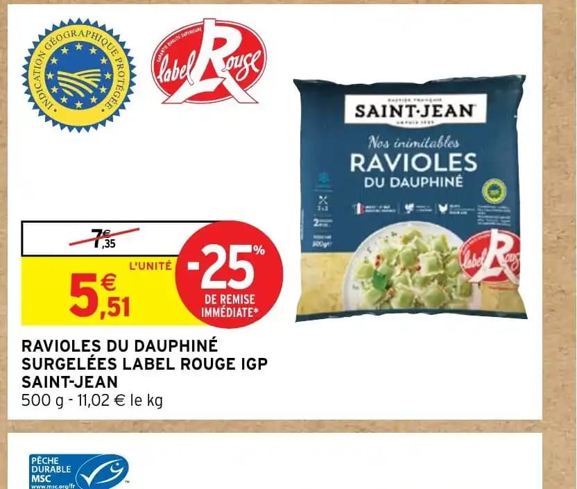 RAVIOLES DU DAUPHINÉ SURGELÉES LABEL ROUGE IGP