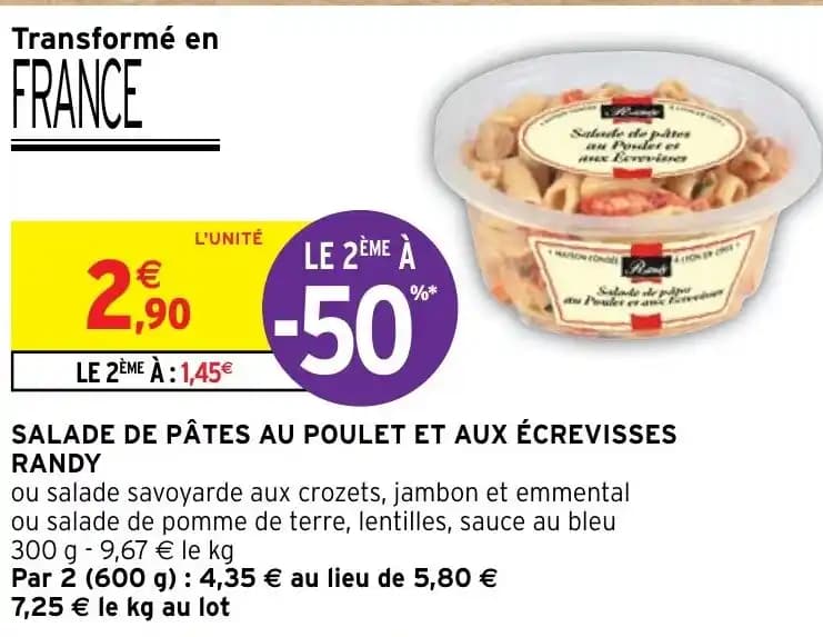 SALADE DE PÂTES AU POULET ET AUX ÉCREVISSES RANDY