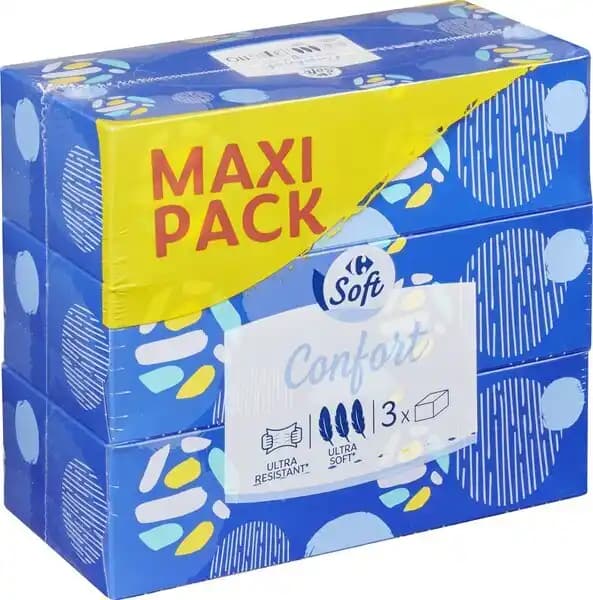 CARREFOUR SOFT Mouchoirs Blancs Confort Maxi Pack