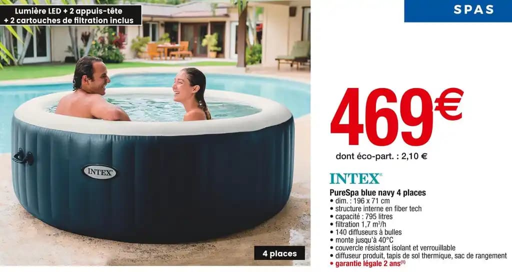 INTEX PureSpa blue navy 4 places