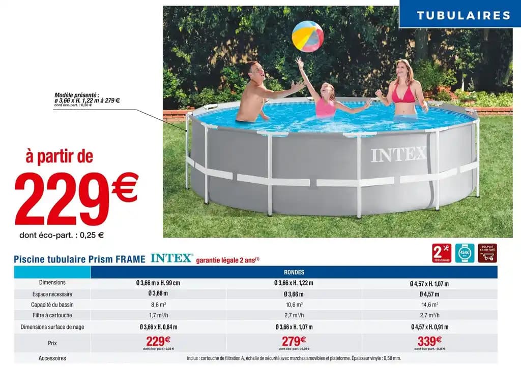 INTEX Piscine tubulaire Prism FRAME