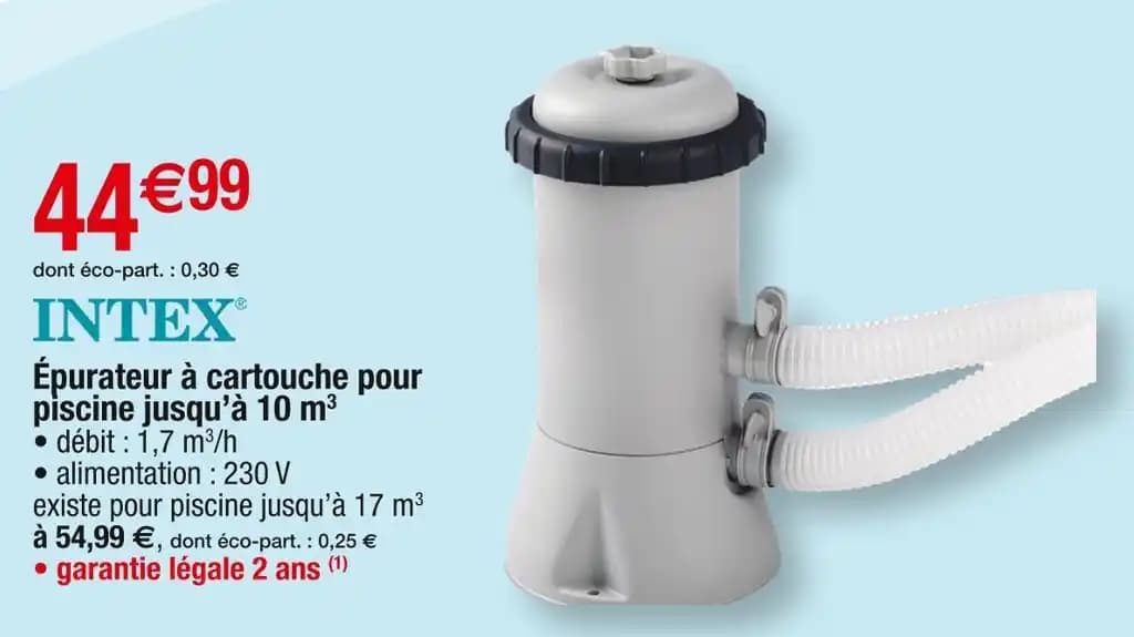 Épurateur à cartouche pour piscine jusqu’à 10 m3