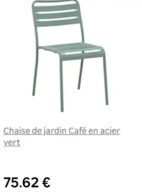 Chaise de jardin Café en acier vert