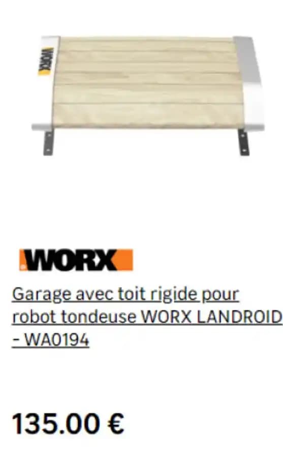 Garage avec toit rigide pour robot tondeuse WORX LANDROID -WA0194