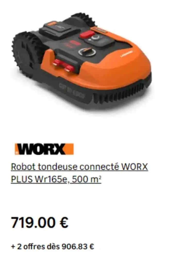 Robot tondeuse connecté WORX PLUS Wr165e, 500 m²