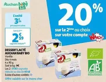 Auchan - baby bio dessert lacté