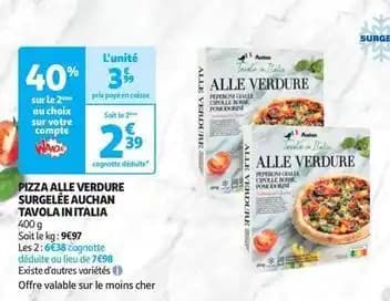 Auchan - pizza alle verdure surgelée tavola in italia